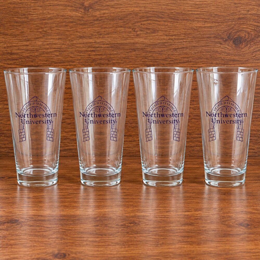 Northwestern University 16oz Pint Beer Drinking Glasses Set of 4 NEW